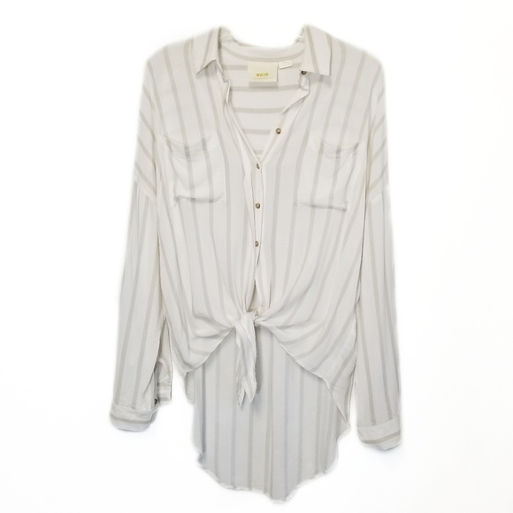 Anthropologie Tops - ANTHROPOLOGIE MAEVE Ivory Striped Hi Lo Top Size M